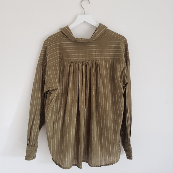 Free People Under the Boardwalk Olive Green Lace Up Tunic Top XS EUC - Picture 7 of 9